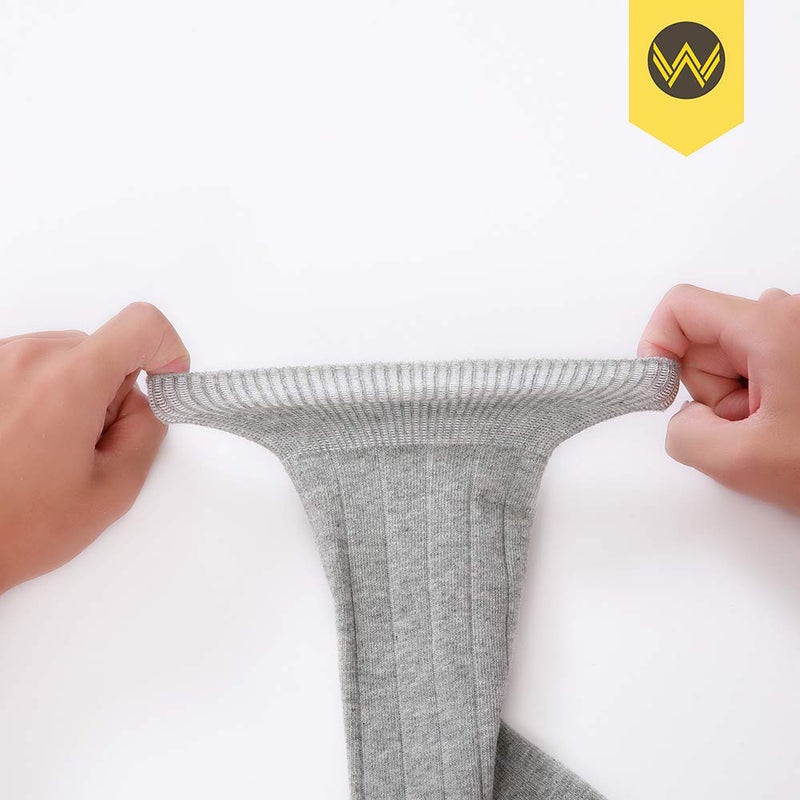 WANDER Dress Socks Men's Classic Cotton Solid Premium Ribbed Socks Seamless Soft for Office Business 6 Pairs 7-12 - Image 2